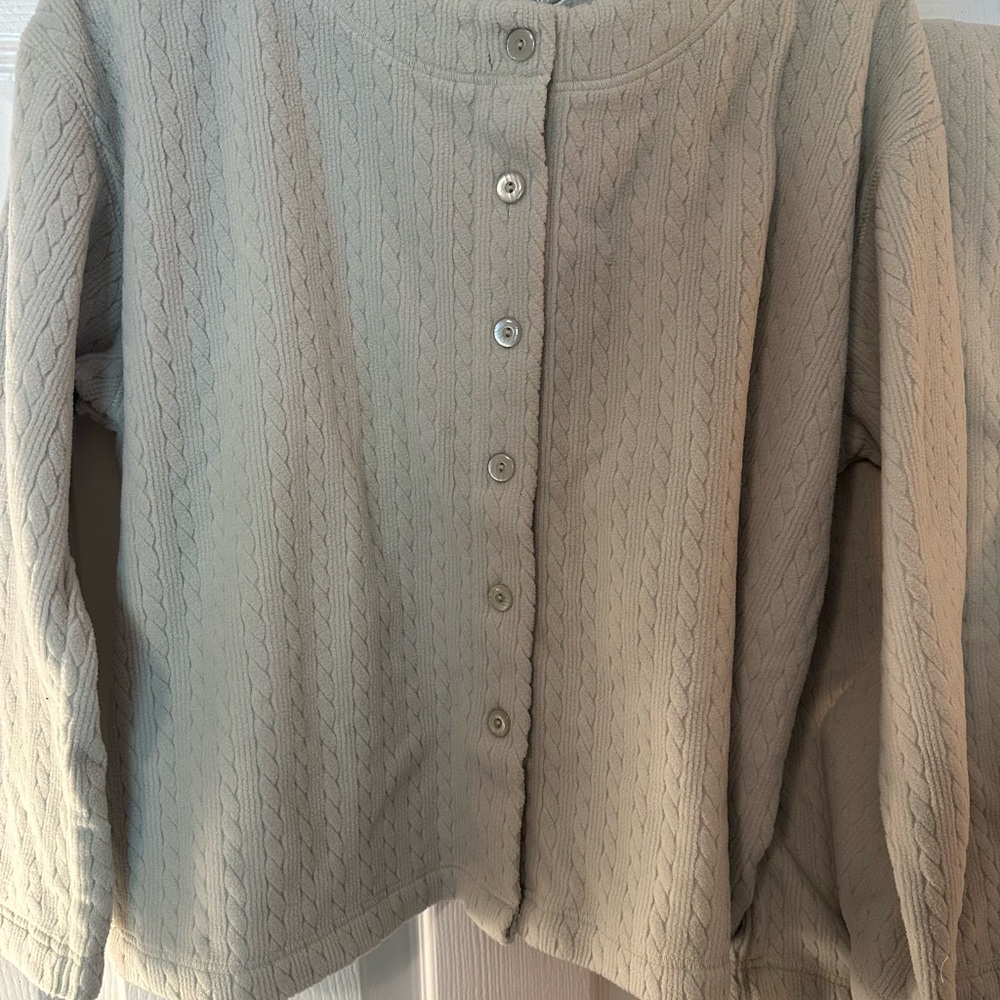 Vintage Laura Ashley Sage Knit Cardigan Sleep Set - Picture 3 of 6